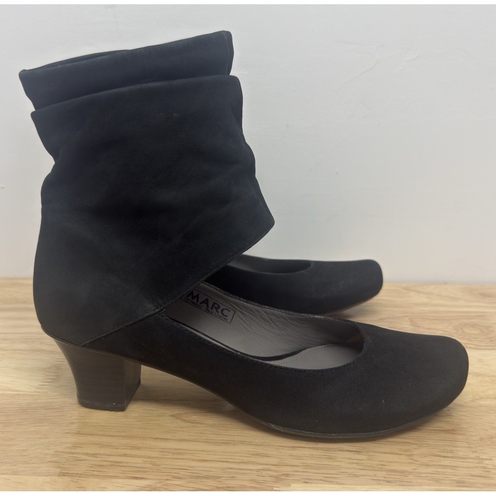 Marc Germany Real Leather Ankle Boots Womens 8/8.5 EU 39 Zip Block Heel Black #5